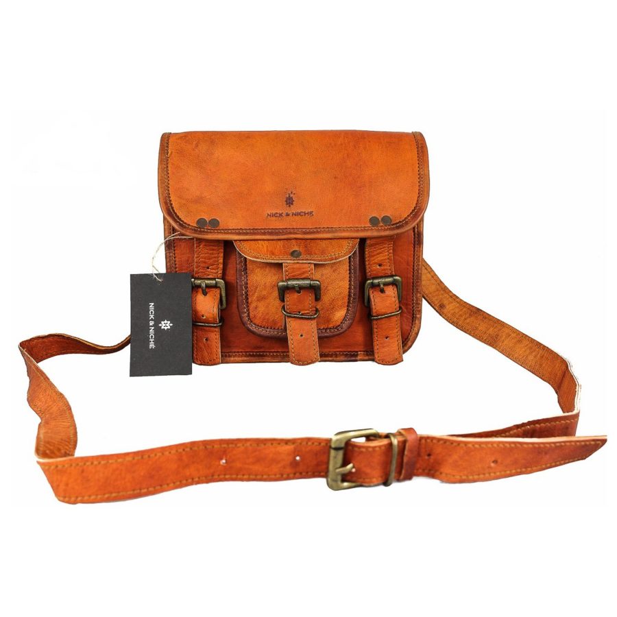 vintage Genuine Leather crossbody sling purse bag
