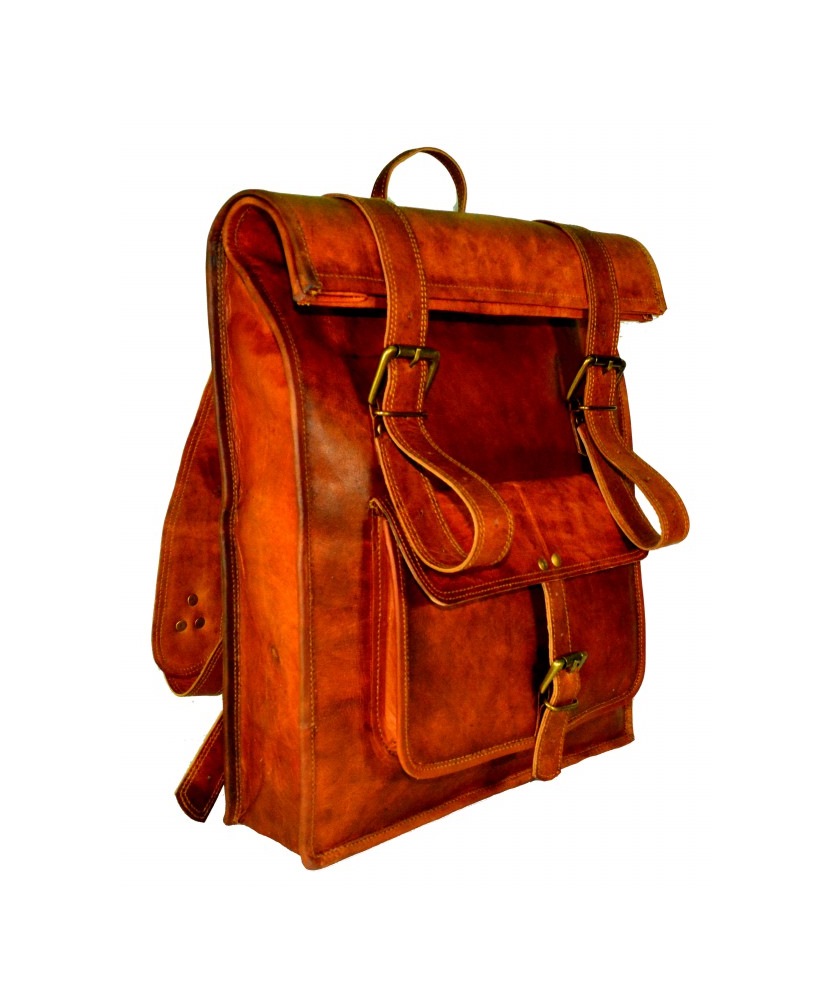  Genuine Leather Rolltop backpack for College, Hiking, Trekking, Travel, Tourist Bag